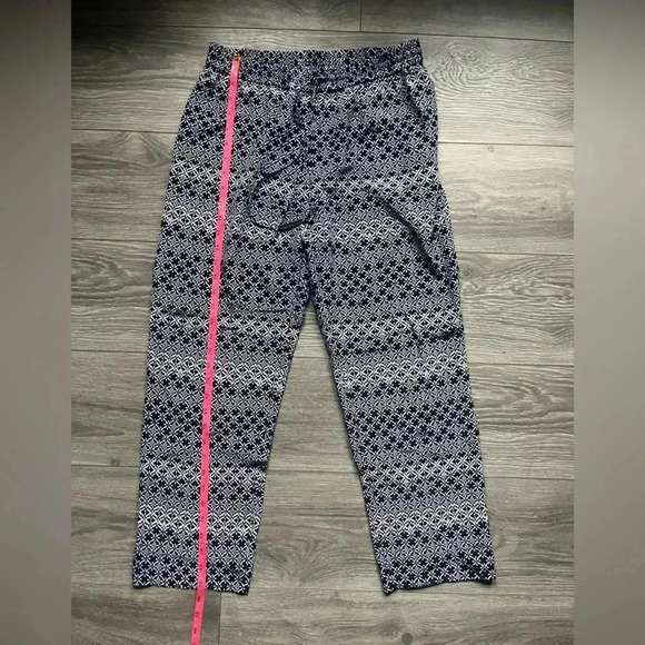 Diane Von Furstenberg 100% Silk Navy Geometric Tribal Print Drawstring Pants 6 - Picture 10 of 10